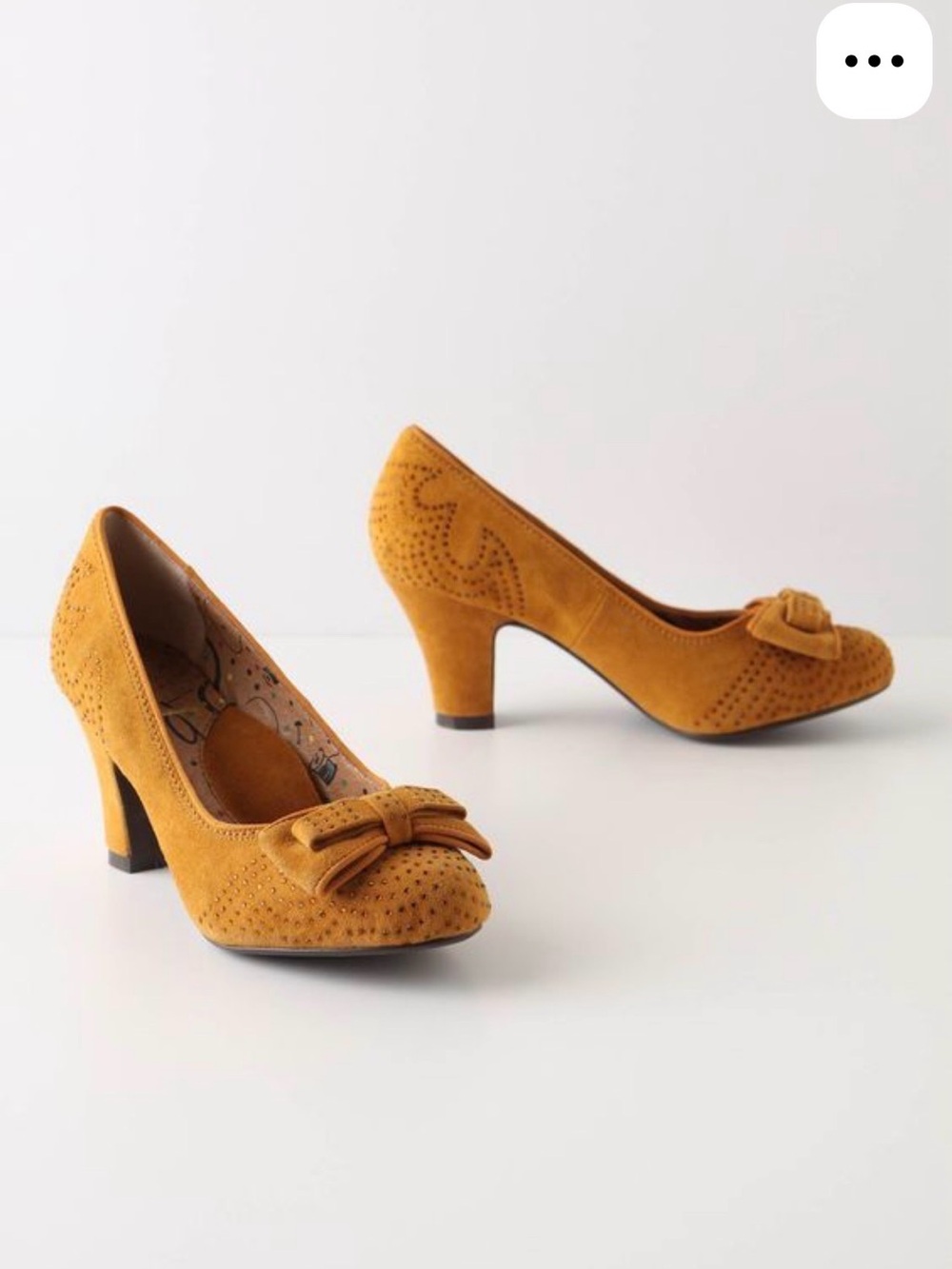 Miss L-Fire Gabrielle Mustard Yellow Suede Bow Pump Sz 38 Anthropologie